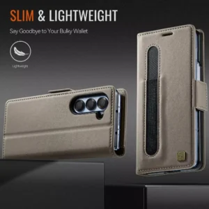 Flip Wallet with Pen Holder Leather Phone Case For Samsung Galaxy Z Fold 7 6 5 Fold6 Fold5 RFID Blocking Crad Slot Holder Cover