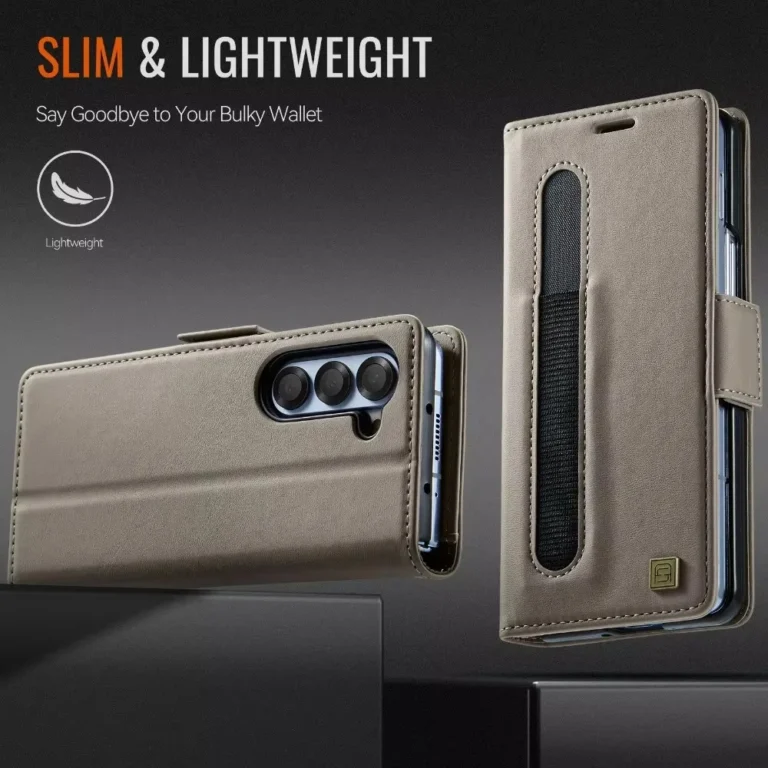 | Wholesale Price at Gaffar India Flip Wallet with Pen Holder Leather Phone Case For Samsung Galaxy Z Fold 7 6 5 Fold6 Fold5 RFID Blocking Crad Slot Holder Cover