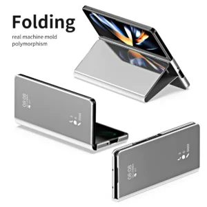 For Samsung Galaxy Z Fold 6 5 4 3 Case Luxury Mirror Full Protective Folding Leather Shockproof Protection Cover Accessories