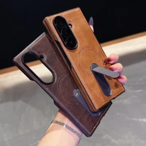 Business Leather Magnetic Invisible Bracket Case For Samsung Galaxy Z Fold 7 6 5 4 3 Shockproof Wireless Charge Protective Cover