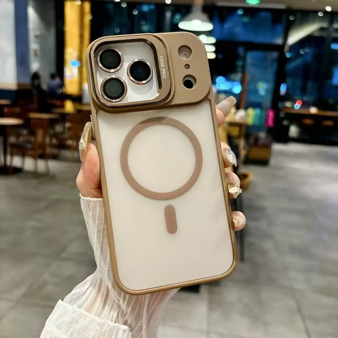 New luxury powerful magnetic Magsafe wireless charging shockproof protective cover for iPhone 17 Air Pro Max lens bracket case