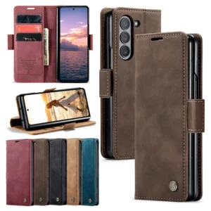 Retor Leather Wallet Case Anti-Drop Flip Case for Samsung Galaxy Z Fold 7 6 5 4 Fold6 Shockproof Phone Cover Cards Holder Bumper