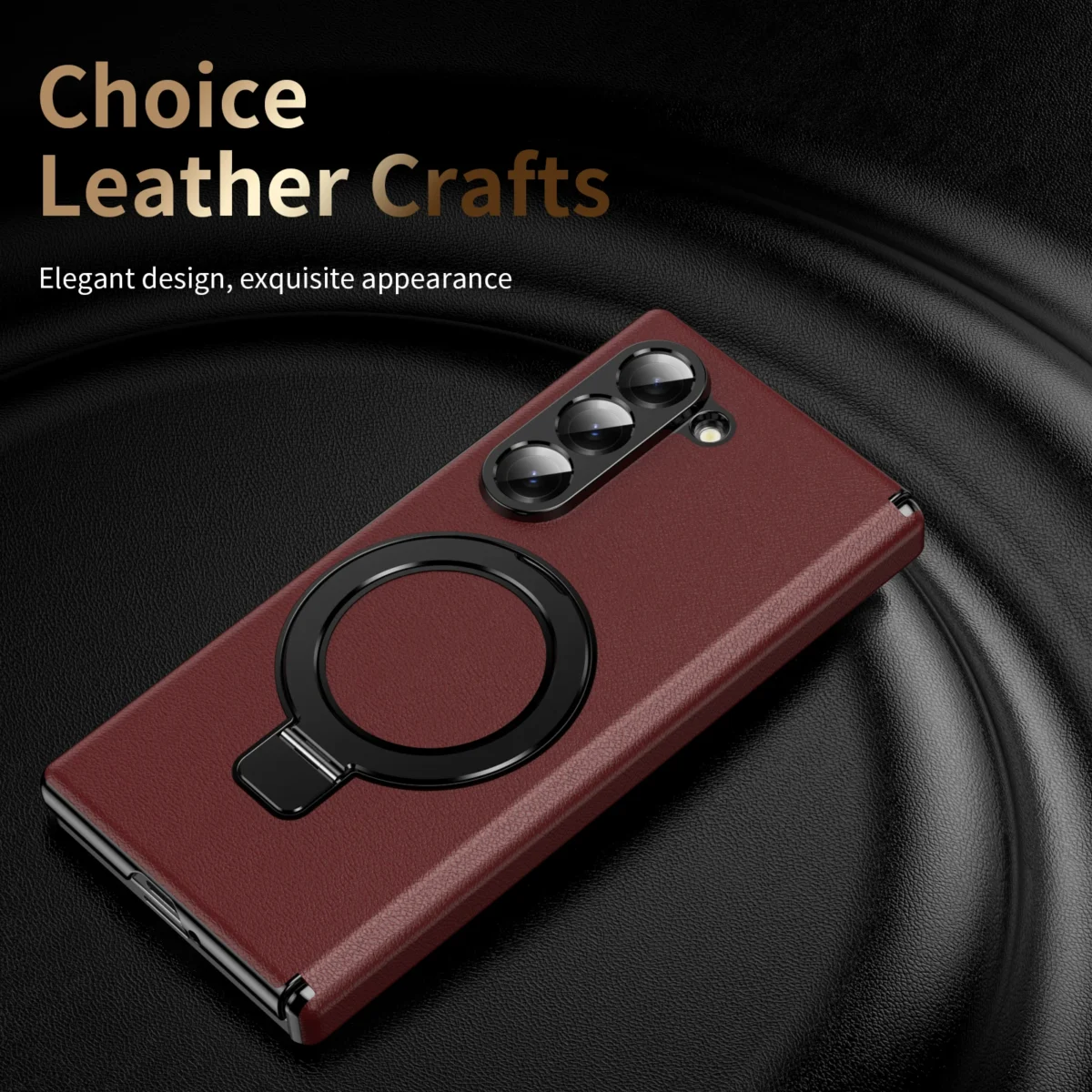 For Samsung Galaxy Z Fold 7 6 5 4 3 Case Leather Magsafe Hinge Bracket Full Screen Glass Protective Magnetic Cover CJDJZZDZD - Image 4