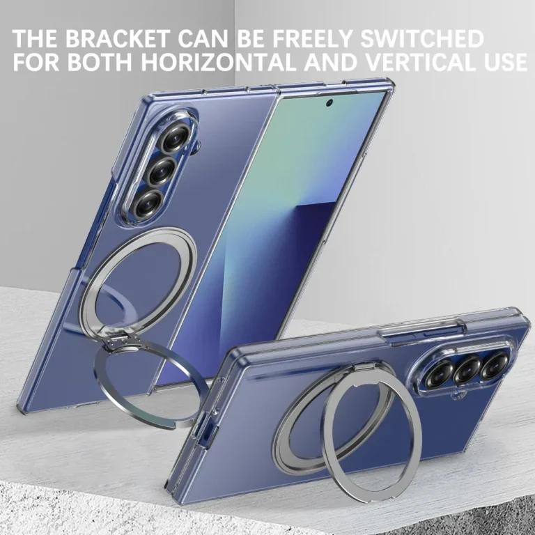 Wireless Charging 360° Rotating Magnetic Magsafe Holder Phone Case for Samsung Galaxy Z Fold 7 6 5G Transparent Shockproof Cover