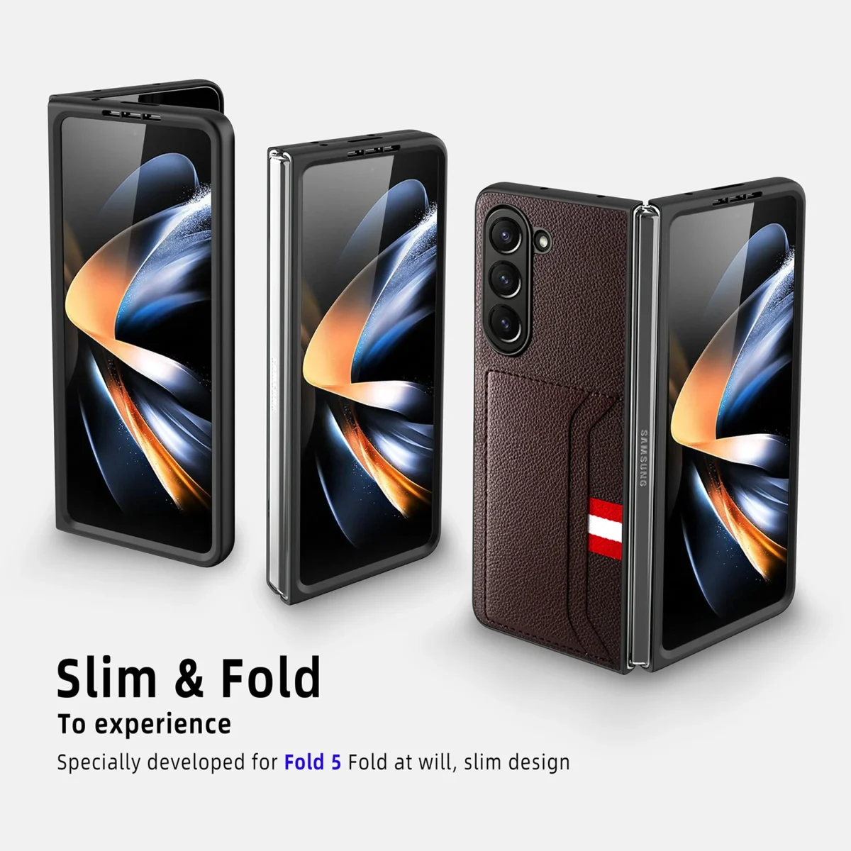 Protective Leather Bag Case for Samsung Galaxy Z Fold 7 6 5 5G fold7 Fold5 Fold6 Fold 4 3 2 Fold4 Fold3 Fold2 Card Slot Cover - Image 3