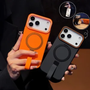 For Magsafe Magnetic Bracket Grip Ring Case For iPhone 17 16 Plus 15 14 13 12 Pro Max 17 Air Soft Silicone Wrist Strap Cover