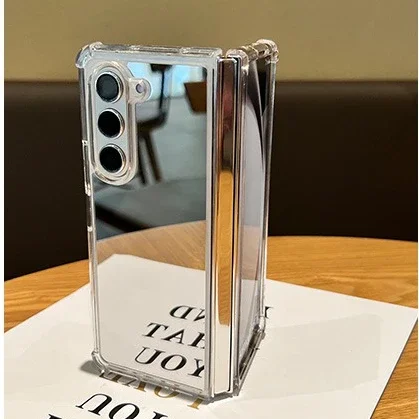 | Wholesale Price at Gaffar India for Samsung fold7 Mirror Make Up Acrylic Airbag Bumper Case for Samsung Galaxy Z Fold 7 6 5 4 3 ZFold Hard Shockproof Ins Cover