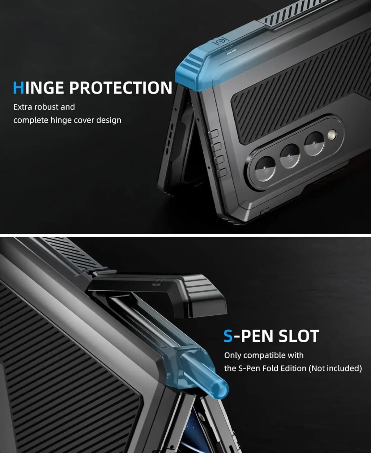 Military Protection Armor Heavy Duty Case For Saumsung Galaxy Z Fold 4 5 6 7 Full-Body Shockproof Cover Stand PET Screen Film - Image 5