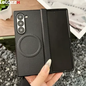 High end Carbon Fiber Magnetic Hinge Magsafe Phone Case For Samsung Galaxy Z Fold 7 6 5 4 3 5g Wireless Charging Bumper Cover