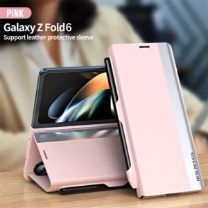 With S Pen & Pen Slot PU Leather Electroplating Holder Phone Case For Samsung Galaxy Z Fold 6 5 4 3 5G Fold7 Magnetic Flip Cover