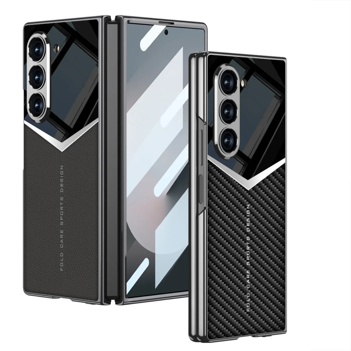 GKK Luxury Plating Leather Case For Samsung Galaxy Z Fold 6 Outer Screen Glass Plastic Frame Cover For Galaxy Z Fold 5 4 3 Case - Image 3