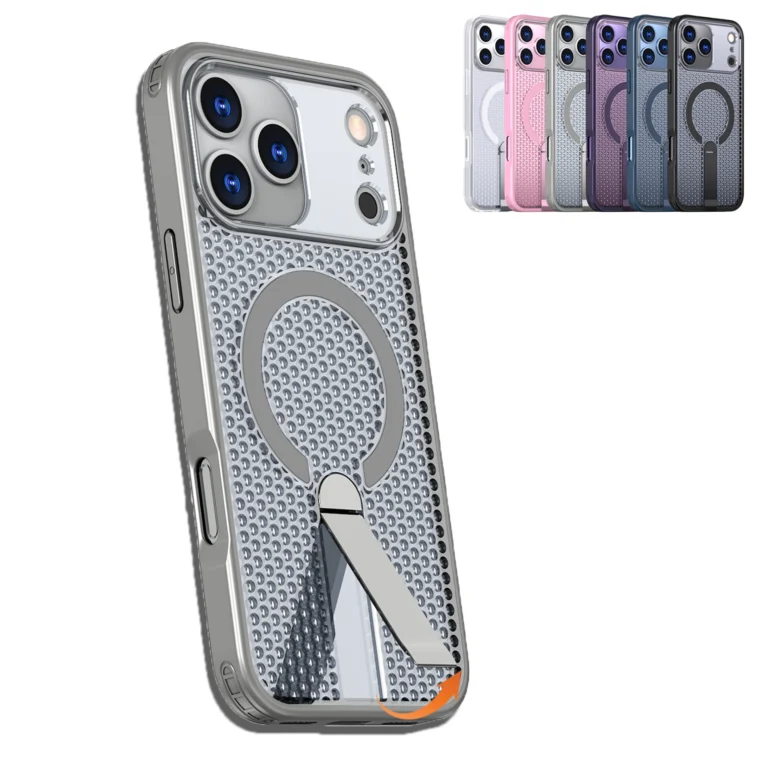 | Wholesale Price at Gaffar India Breathable for Magsafe Stand Case for iPhone 17 Air 16 15 14 13 12 Pro Max 11 Plus 16E SE4 17Pro Magnetic Cooling Rugged Cover