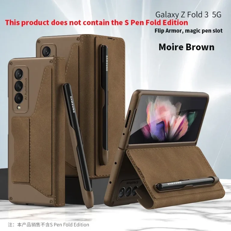 Card Slot Flip Wallet Leather Fold5 Fold6 Fold7 Case For Samsung Galaxy Z Fold 7 6 5 4 3 With Removable S Pen Slot Holder Cover