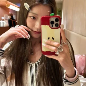 Cartoon Apple Phone Case Creative Apple Core+Apple Leaf Phone Case Anti-drop Phone Protective Case For iPhone 11/12/13/14/15/16