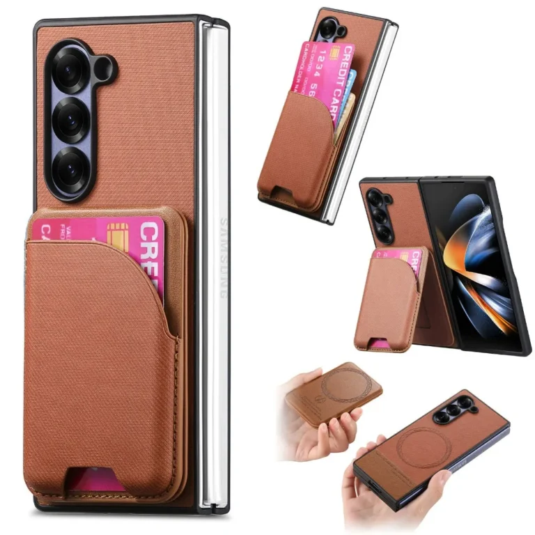 Detachable Magnetic Card Holder Wallet PU Leather Phone Case for Samsung Galaxy Z Fold 7 6 5 4 3 Fold7 Fold6 Fold5 Fold4 Fold3
