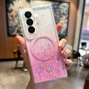 Drip Glue Glitter Gradient Magnetic Phone Case For Samsung Galaxy Z Fold 7 6 5 4 3 Fold7 Fold6 5G For Magsafe Transparent Cover