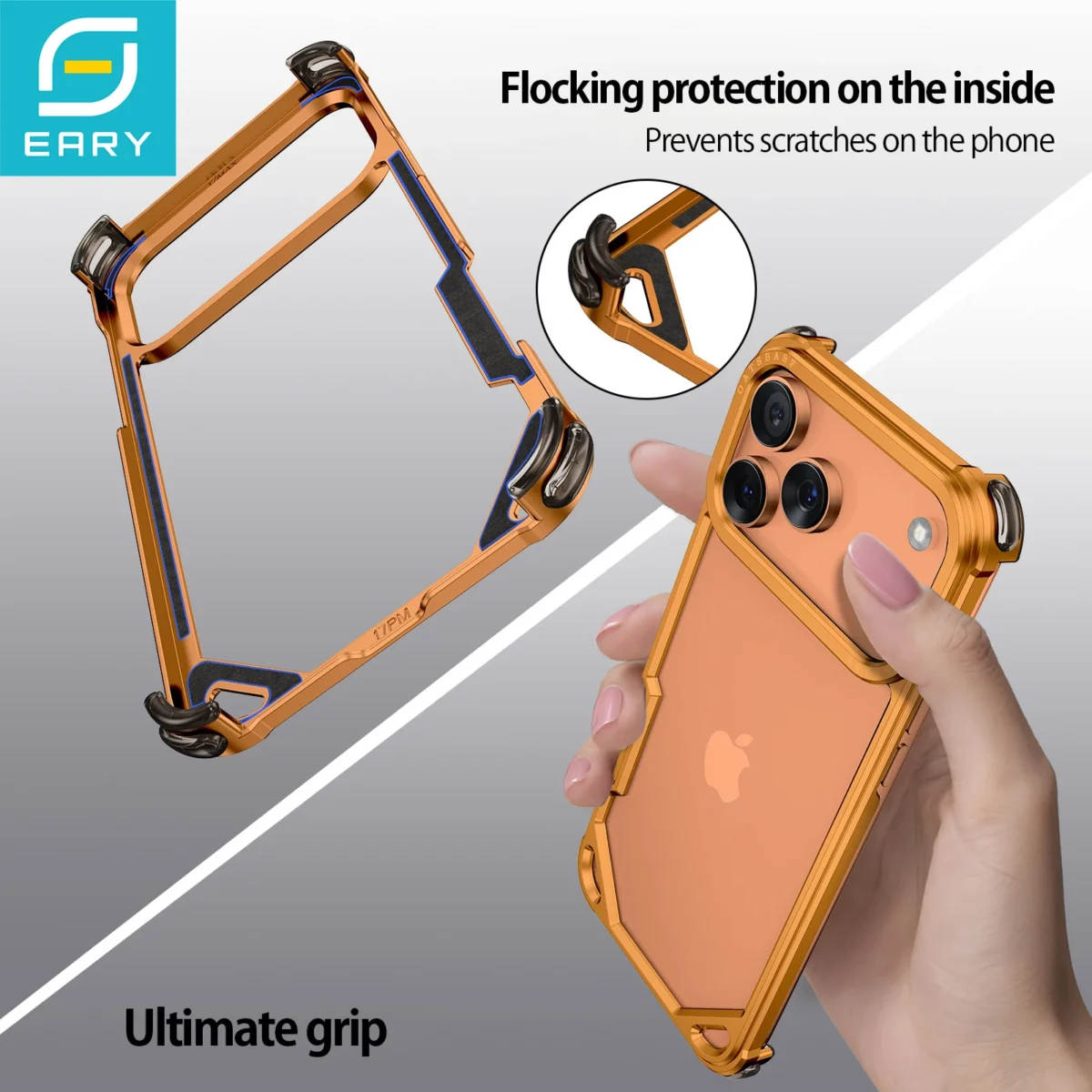 Eary for iPhone 17 Pro Max 17 Air Phone Case Aluminum Alloy Metal Frameless Shells Magsafe Minimalist Anti-Drop Protective Cover