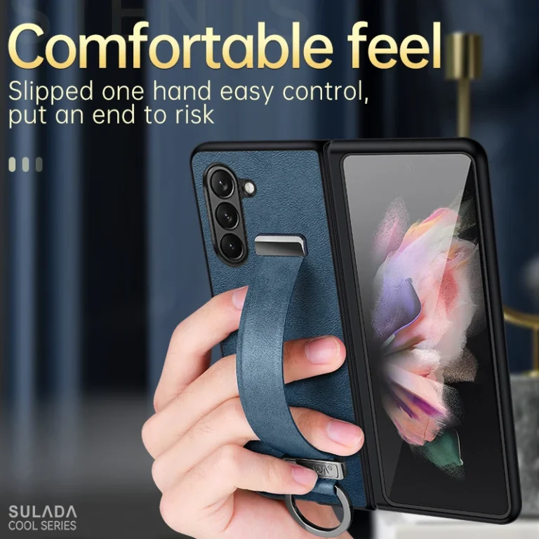 | Wholesale Price at Gaffar India Finger Hand Grip Band Belt Strap Case For Samsung Galaxy Z Fold6 Fold5 Fold4 Fold 6 5 4 Business PU Leather Protector Shell