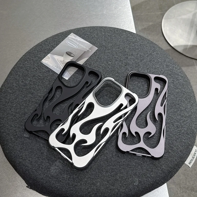 | Wholesale Price at Gaffar India Flame Pattern Phone Case For iPhone 16 15 13 12 11 14 ProMax 15 Plus Fashion Cool Hollow Slim Shockproof Protective Soft Cover