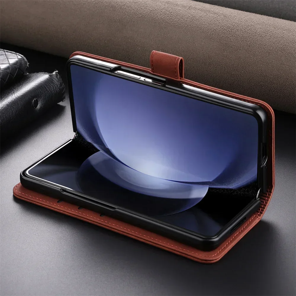 | Wholesale Price at Gaffar India Flip Phone Case for Samsung Galaxy Z Fold6 5 4 3 Fold5 Fold4 Fold3 5G Card Slot Holder Kickstand Wallet Shockproof Leather Cover - Image 4