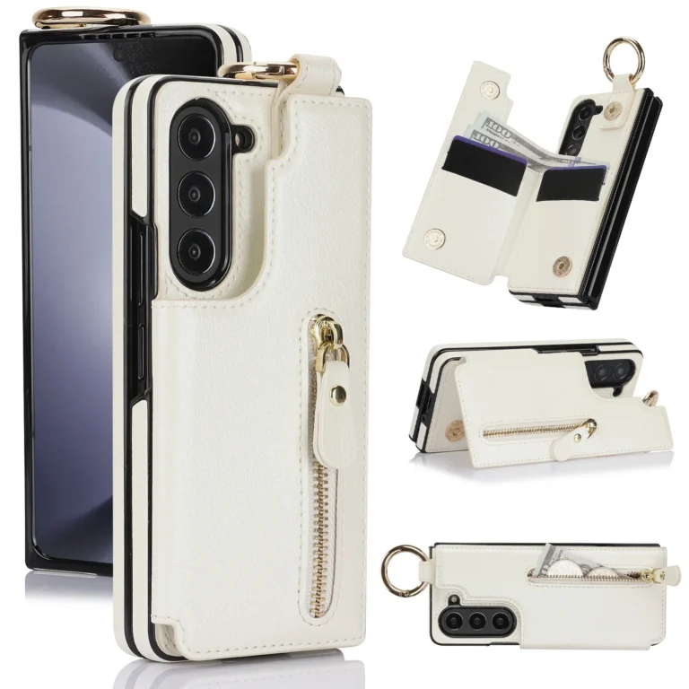 | Wholesale Price at Gaffar India Folding Card Bag Finger Ring Leather Stand Case for Samsung Galaxy Z Fold 3 4 5 6 7 5G ZFold6 Zipper Wallet Business Fold7 Cover
