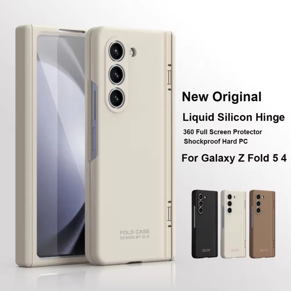 For Original Hinge Case For Samsung Galaxy Z Fold 5 6 4 3 Liquid Silicon Armor Shockproof 360Â° Full Screen Protector Cover Fold6