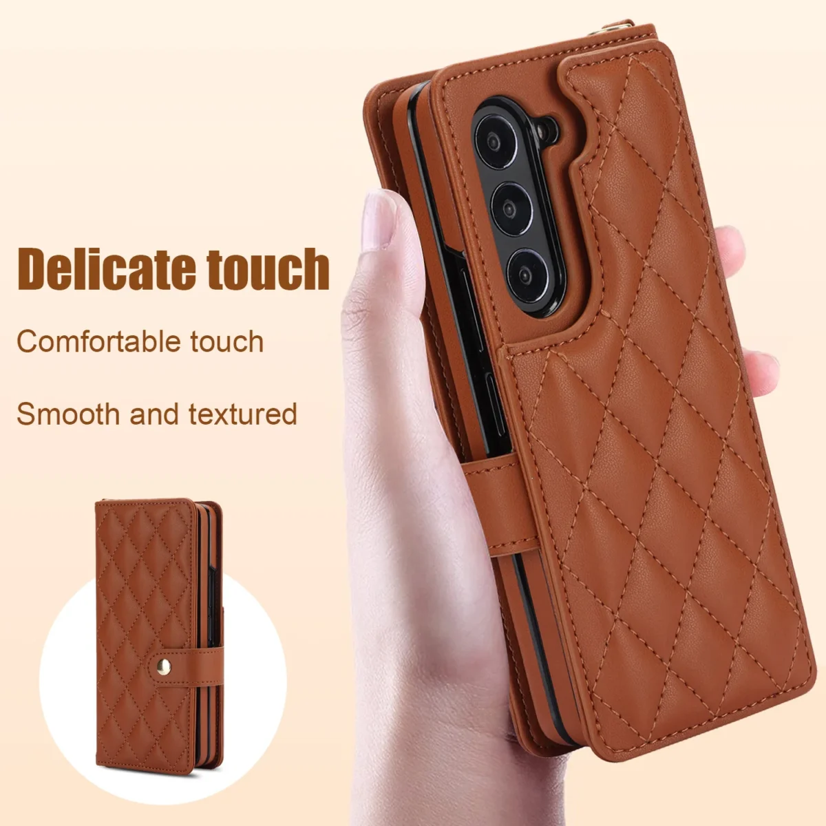 for Samsung Galaxy Z Fold 5 6 7 Fold 4 Z Fold 3 Case Luxury Card Slot Phone Holder Leather Wallet Strap Cover Crossbody Cases - Image 4
