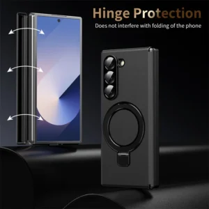 For Samsung Galaxy Z Fold 7 6 5 4 3 Case Leather Magsafe Hinge Bracket Full Screen Glass Protective Magnetic Cover For Z Fold6 7