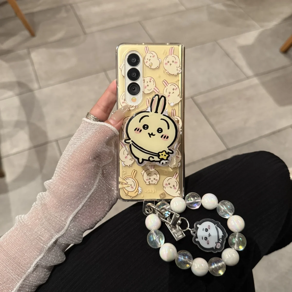 for Samsung Galaxy Z Fold 7 6 5 4 3 fold7 Strap Pendant Fold Phone Case Chiikawa Usagi Hachiware Cartoon Magnetic Cover - Image 3