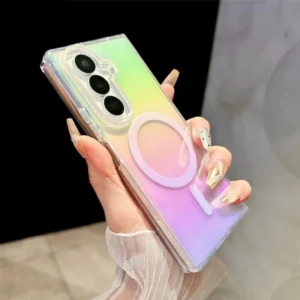 For Samsung Z Flip Fold 7 6 For Magsafe Colorful Phone Case For Galaxy zflip zfold 5 4 3 5G Gradient Clear Acrylic Back Cover