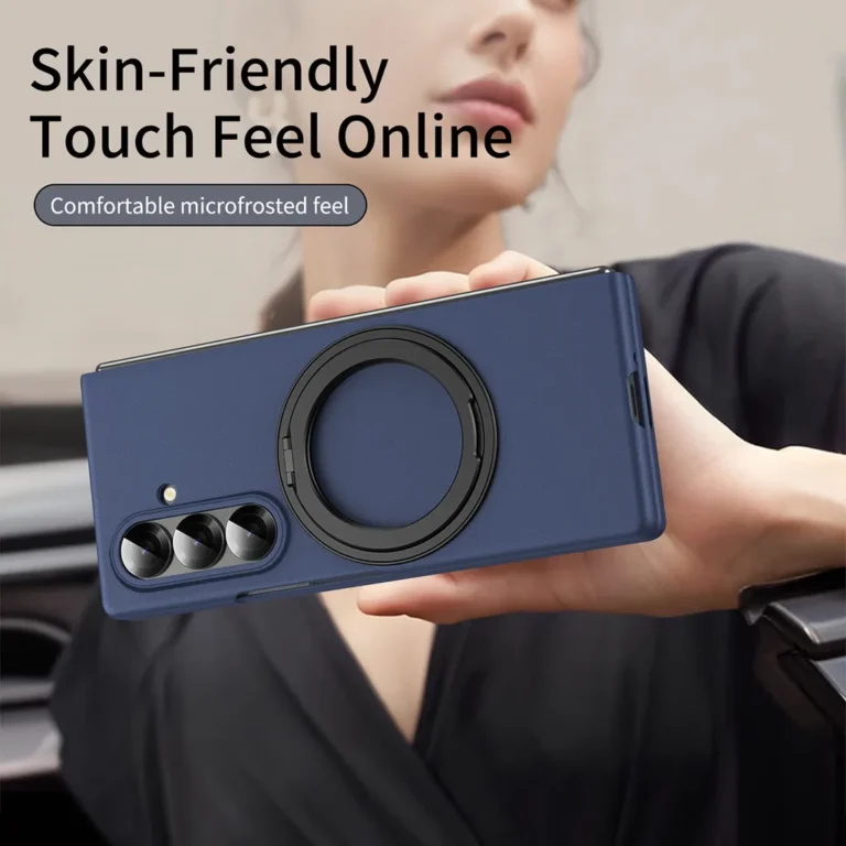 For Samsung Z Fold7 Fold 7 6 5 4 3 PC Hard Protective Cover With Tempered Film Magnetic Rotating 360 Stand Folding Phone Case