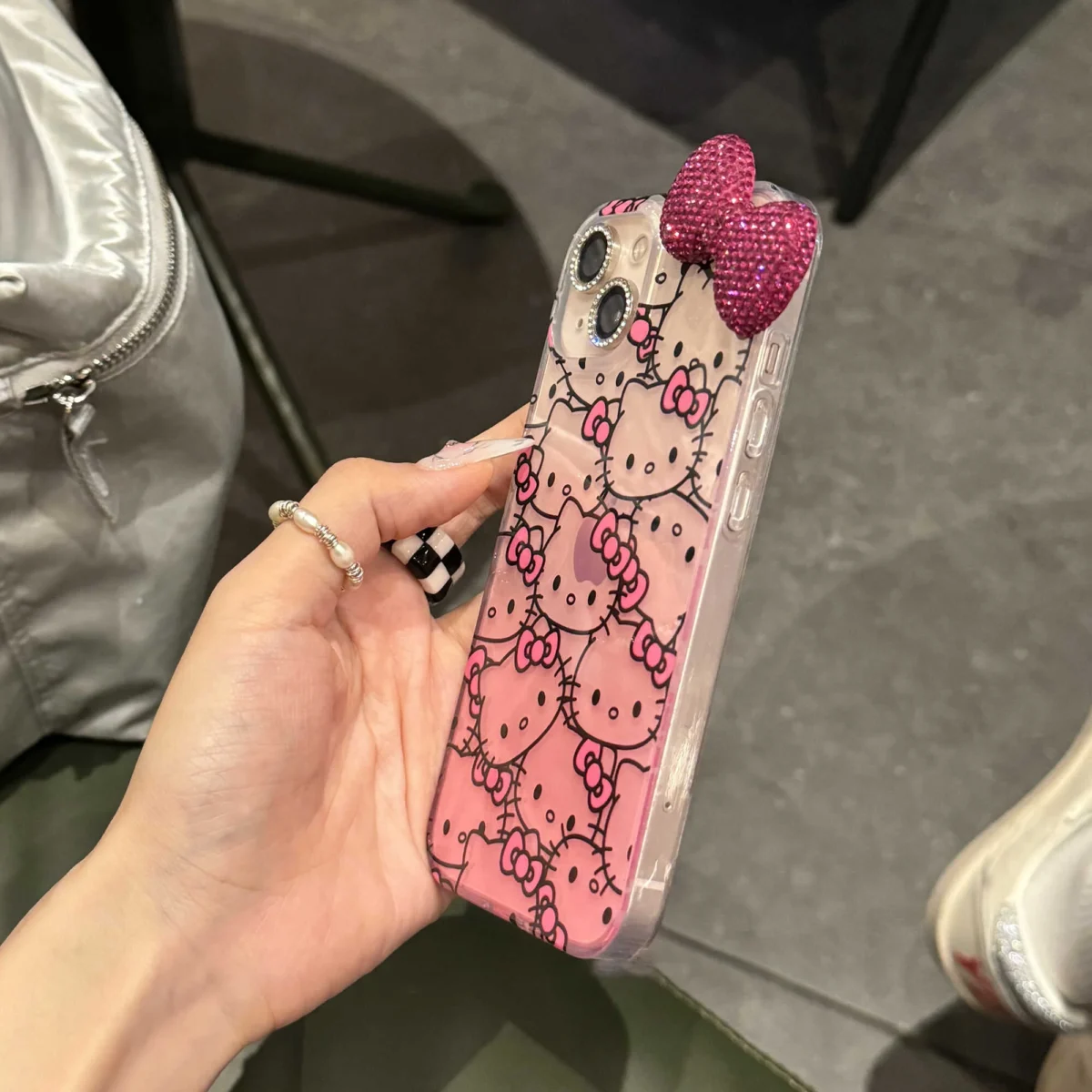 Full Screen Hello Kitty Diamond Bow Gradient Phone Case For iPhone 16 15 14 13 12 11 Pro Max XR XS MAX 7 8 Plus MINI Y2K Laser - Image 4