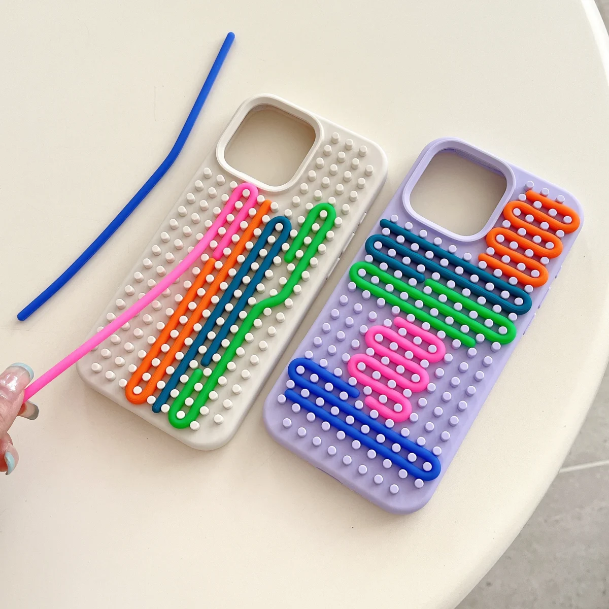 Funny DIY Dot Pattern Puzzle Maze Decompression Silicone Case For iPhone 16 15 14 13 Pro Max Creative Cute Shockproof Soft Cover
