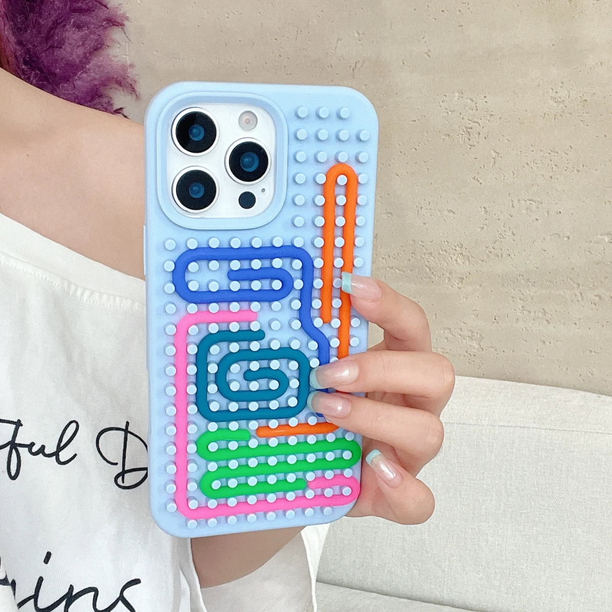 Funny DIY Dot Pattern Puzzle Maze Decompression Silicone Case For iPhone 16 15 14 13 Pro Max Creative Cute Shockproof Soft Cover - Image 4
