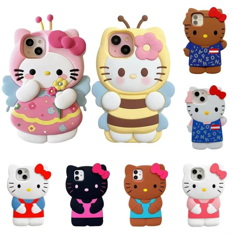 Hello Kitty 3D Cartoon Bow Case For iPhone 16 15 14 13 12 Pro Max 11 Xs Max XR 7 8 Plus 6s 5s SE Y2K Anti Fall Silicone Cover