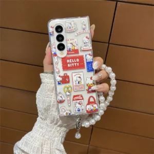 Hello Kitty Transparent Phone Case for Samsung Galaxy Z Fold 7 6 5 4 3 Fold5 Fold6 Fold7 Protection Acrylic PC Cover