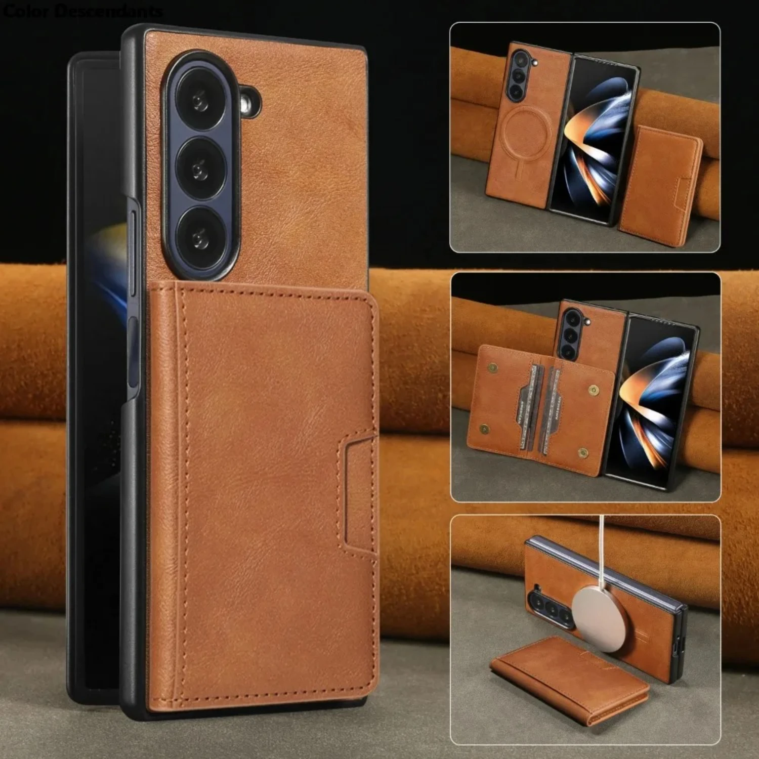 Luxury Business Style Leather Case For Samsung Galaxy Z Fold 7 6 5 4 3 2IN1 Magnetic Card Wallet Wireless Charge Anti-Drop Cover