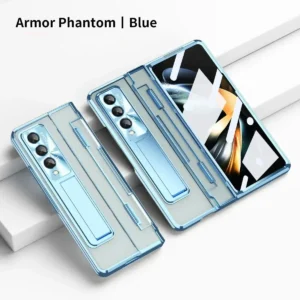 Luxury High Quality Plating Transparent Phone Case For Samsung Galaxy Z Fold 7 6 5 4 3 5G Kickstand Screen Film Protection Cover