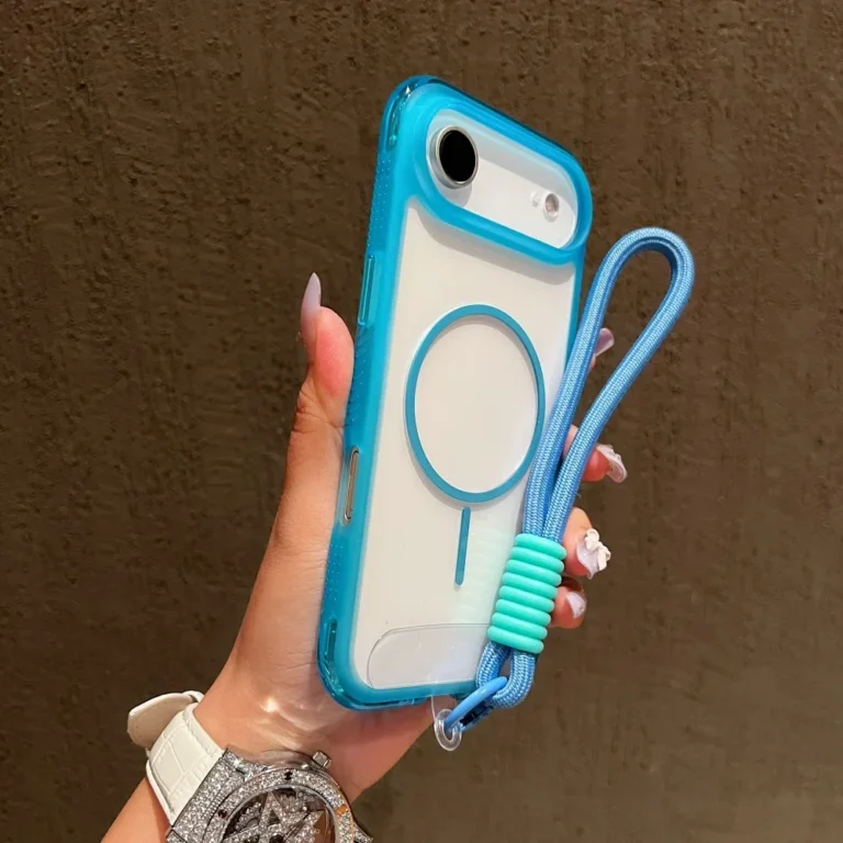 Luxury Magsafe Transparent Lanyard Case for iPhone 17 16 15 Pro Max 17 Air 14 Plus 12 13 Magnetic Wireless Charging Clear Cover
