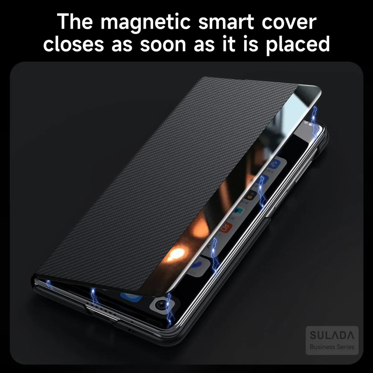Luxury PU Leather Carbon Fiber Texture Hard PC Phone Cover for Samsung Galaxy Z Fold 7 6 5 Case For Wireless Charging - Image 4