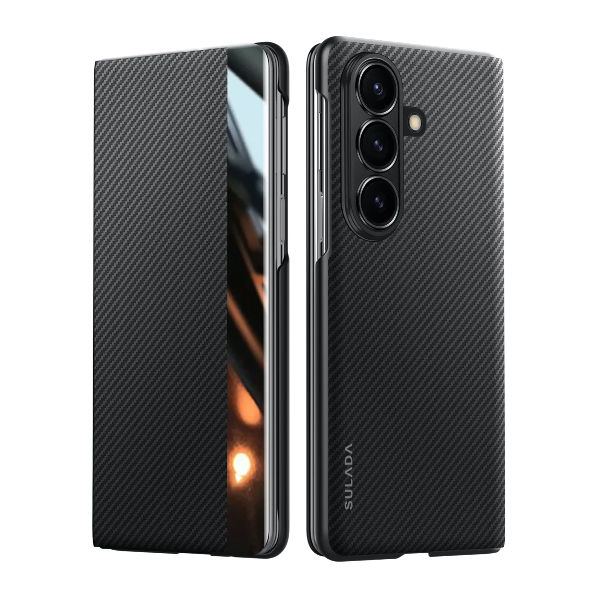 Luxury PU Leather Carbon Fiber Texture Hard PC Phone Cover for Samsung Galaxy Z Fold 7 6 5 Case For Wireless Charging - Image 6
