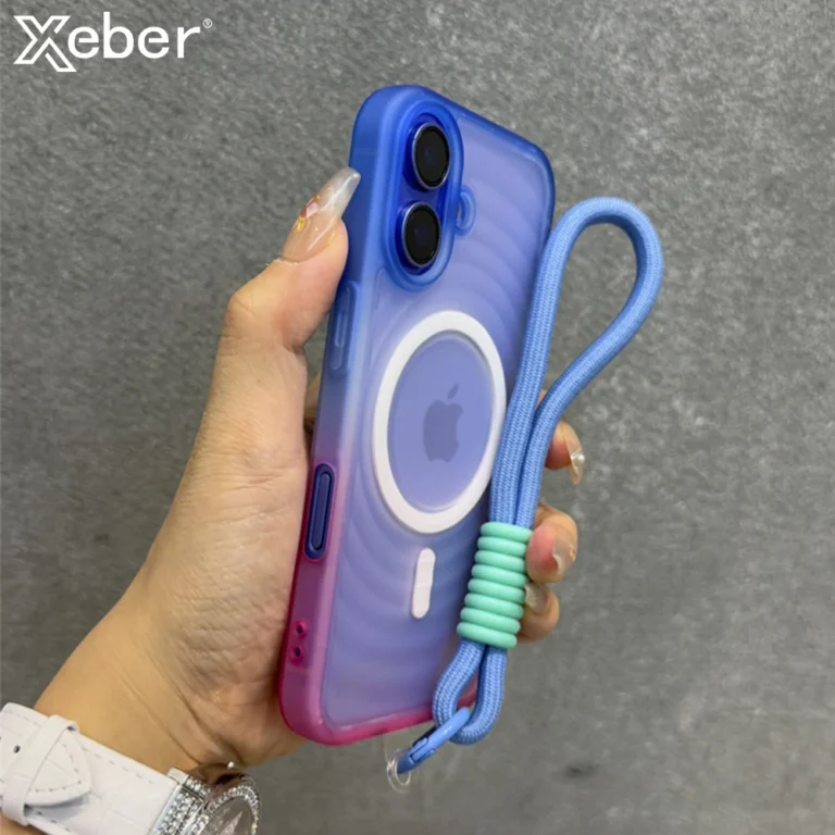 | Wholesale Price at Gaffar India Luxury With Lanyard Water Ripple For Magsafe Phone Case For iPhone 14 12 13 15 16 Pro Max Gradient Matte Translucent Back Cover