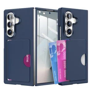 Matte Hard PC Card Slot Holder Shockproof Phone Case for Samsung Galaxy Z Fold 7 6 Fold7 Fold6 5G Folding Protective Back Cover