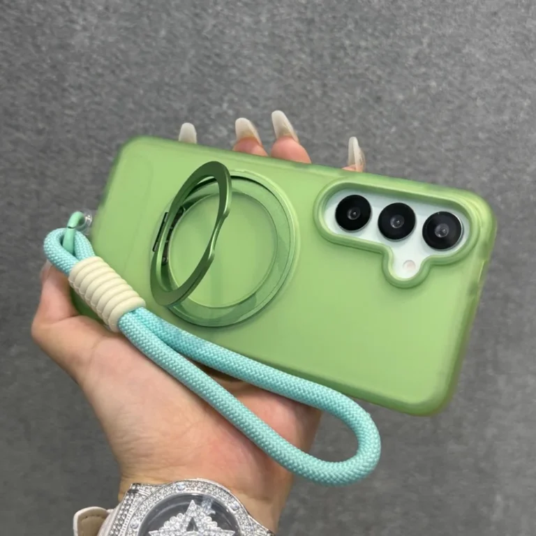 | Wholesale Price at Gaffar India Matte Ring Magnetic Stand Holder Case For Samsung Galaxy S25 Ultra S24 Plus Translucent Wrist Strap Lanyard Shockproof Cover