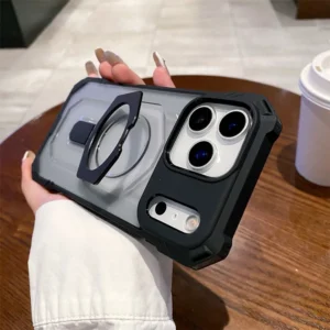 Military Armor Magnet Folding Stand Magnetic Phone Case For iPhone 16 17 Pro Max Air Four Corners Anti-Drop Protection Covers