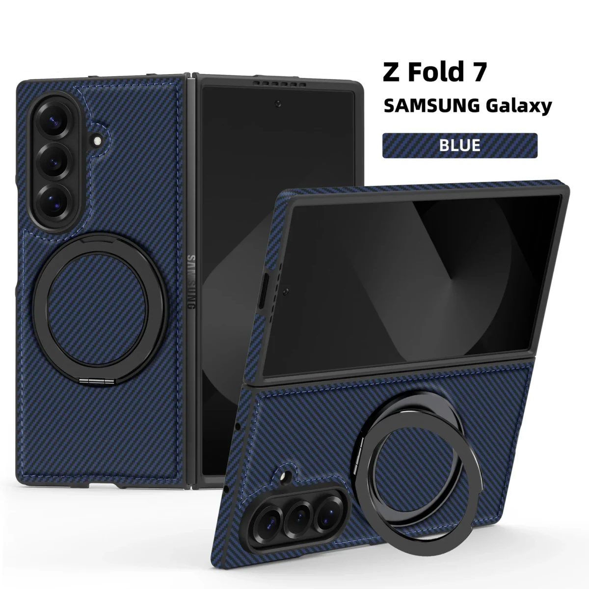 Minimalist Kevlar Carbon Fiber Magnetic Holder Case for Samsung Galaxy Z Fold 7 6 5 4 3 For Mag-safe 360 Rotating Bracket Cover