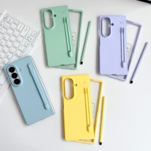 Multi-color Candy Pen Slot and Pen Glass Protector Phone Case For Samsung Z Fold 7 fold7  Galaxy Fold 6 5 4 Lens Protects Cover