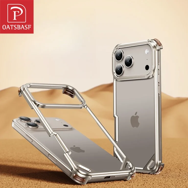 Oatsbasf Metal Magsafe Phone Case for iPhone 17 Air/17 16 15 Pro/Pro Max Ultra-thin Frameless Phone Case Air Cushion Shockproof