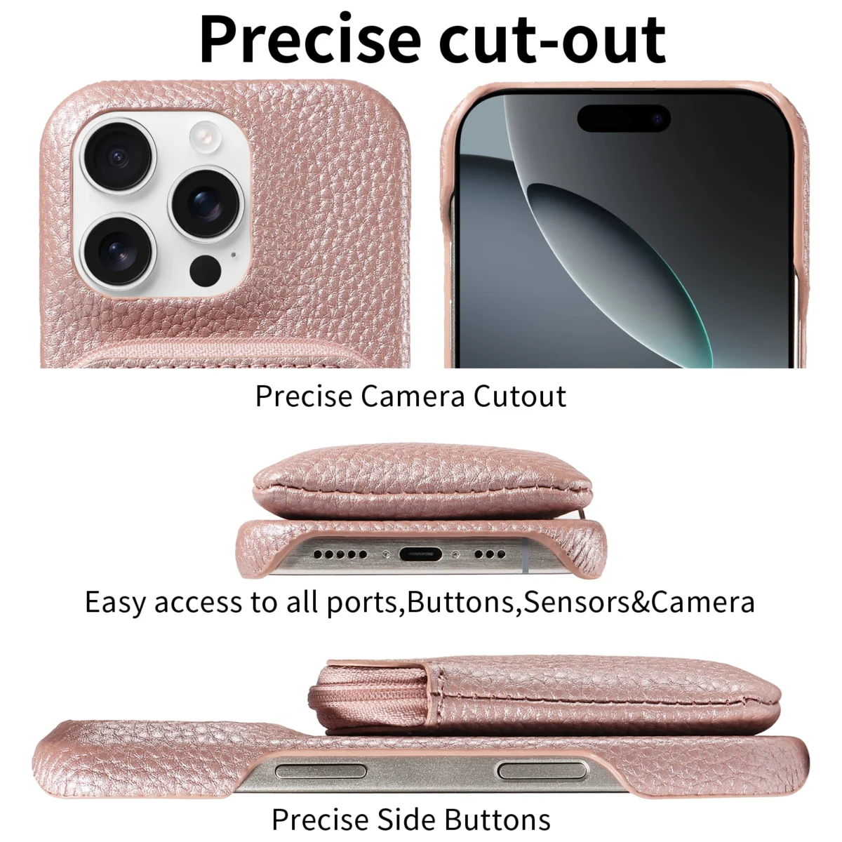 PU Leather Phone Case for IPhone 16 Pro Max15 Pro Max 14 13 12 11 Pro Max Plus Mini 7 8  with Zipper Wallet and Anti-drop Cover - Image 3