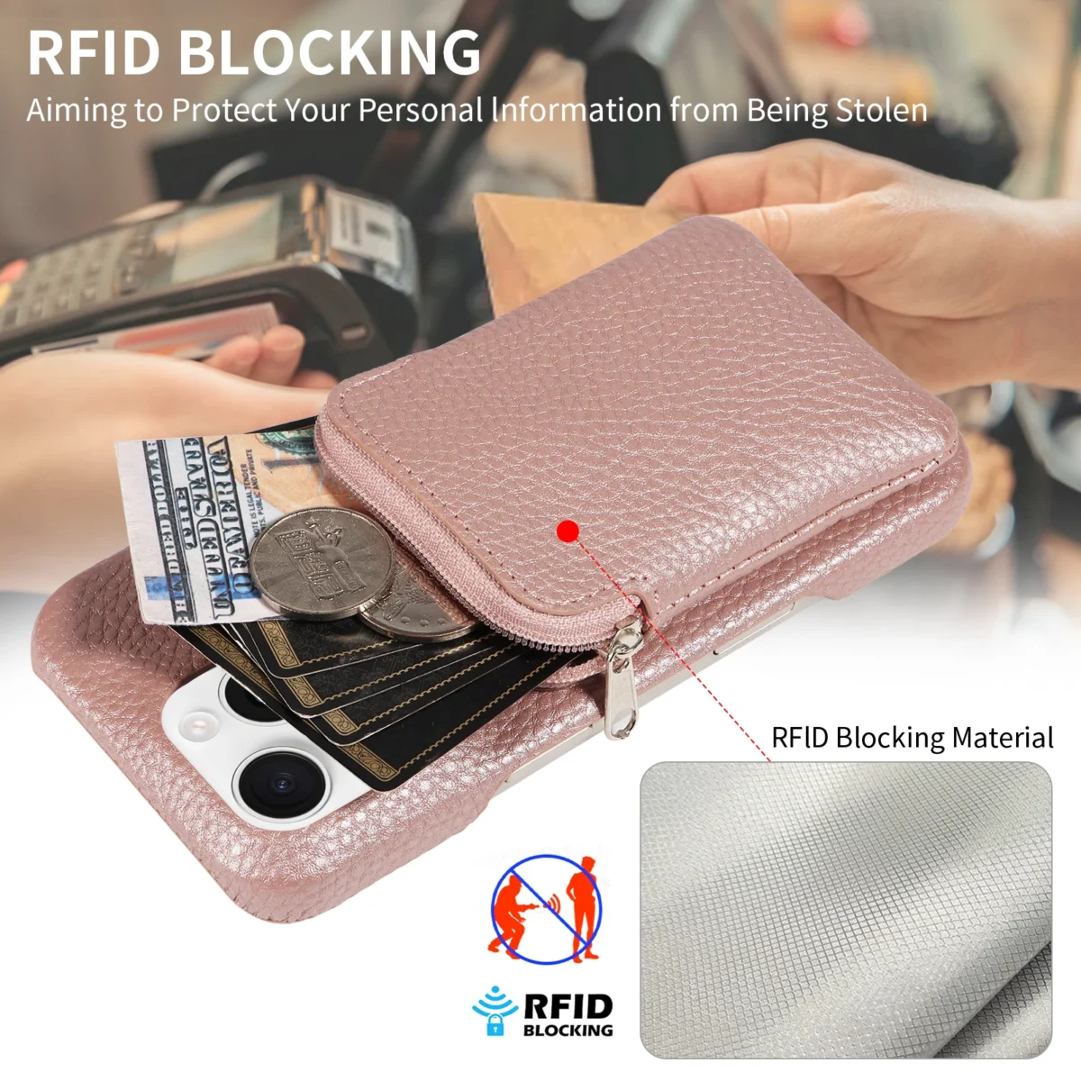 PU Leather Phone Case for IPhone 16 Pro Max15 Pro Max 14 13 12 11 Pro Max Plus Mini 7 8  with Zipper Wallet and Anti-drop Cover - Image 6